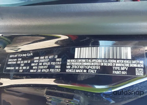 2016 Fiat 500X Easy from USA, damaged, VIN ZFBCFXBT1GP439191